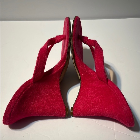 Jimmy Choo Pink Terry cloth sandal wedges. 4” wedge heels. - Picture 3 of 7